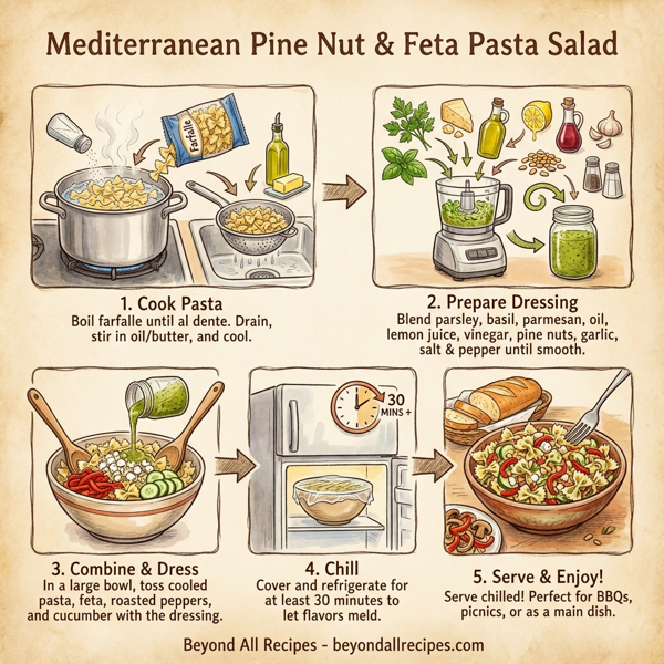 Mediterranean Pine Nut & Feta Pasta Salad instructions