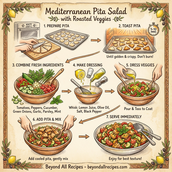 Mediterranean Pita Salad with Roasted Veggies instructions