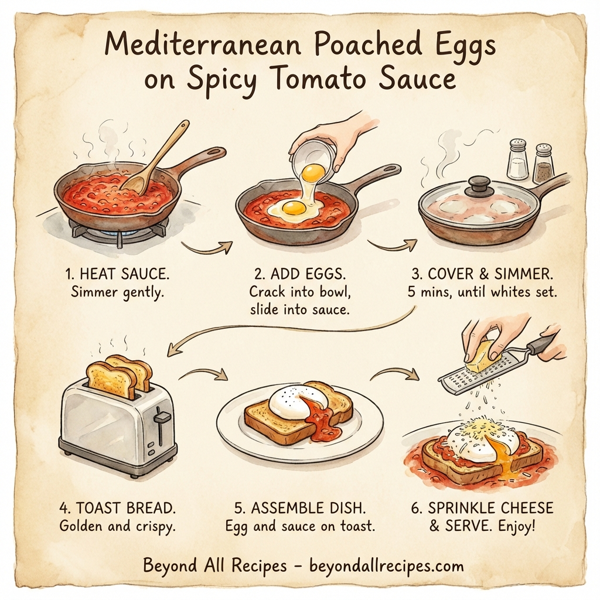 Mediterranean Poached Eggs on Spicy Tomato Sauce instructions