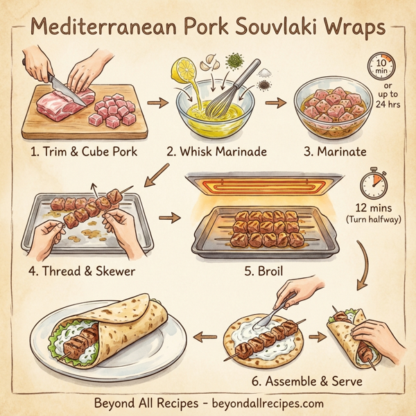 Mediterranean Pork Souvlaki Wraps instructions