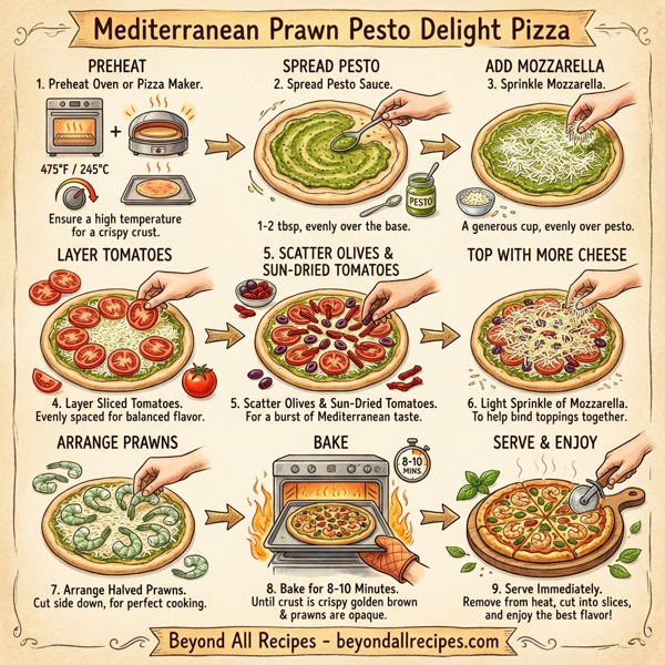 Mediterranean Prawn Pesto Delight Pizza instructions