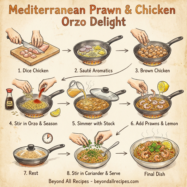Mediterranean Prawn & Chicken Orzo Delight instructions