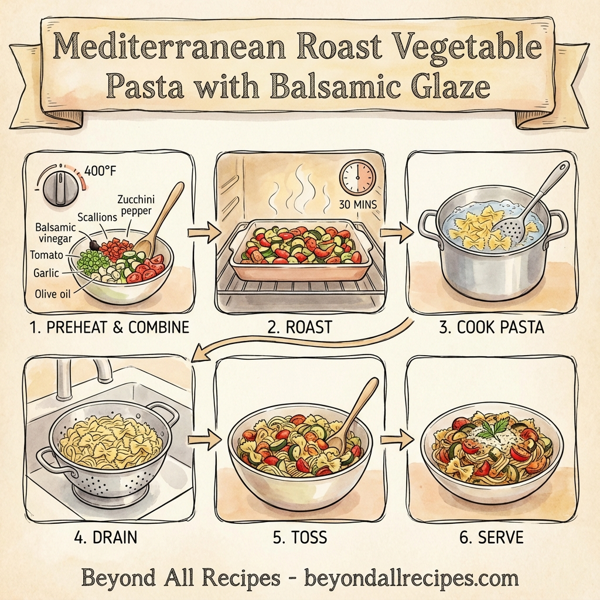 Mediterranean Roast Vegetable Pasta with Balsamic Glaze instructions
