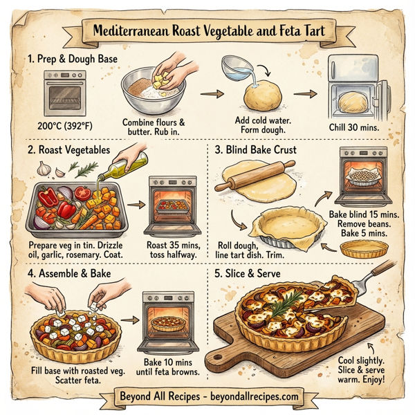 Mediterranean Roast Vegetable and Feta Tart instructions