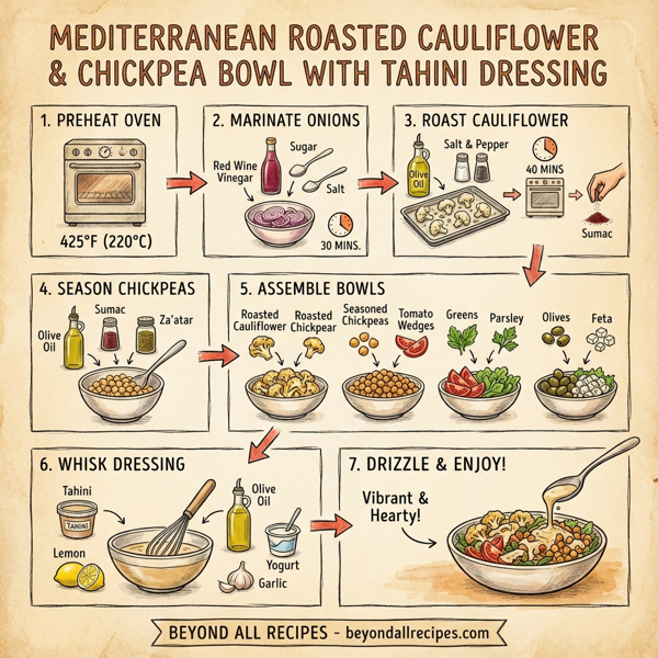 Mediterranean Roasted Cauliflower & Chickpea Bowl with Tahini Dressing instructions