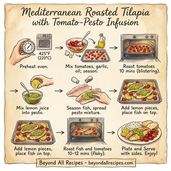 Mediterranean Roasted Tilapia with Tomato-Pesto Infusion instructions