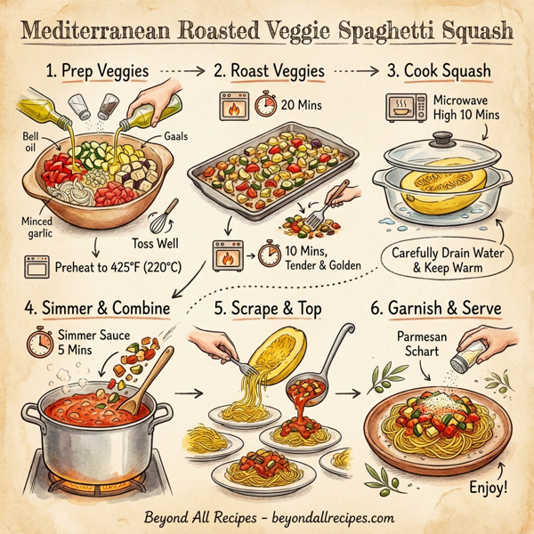 Mediterranean Roasted Veggie Spaghetti Squash instructions