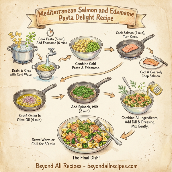 Mediterranean Salmon and Edamame Pasta Delight instructions