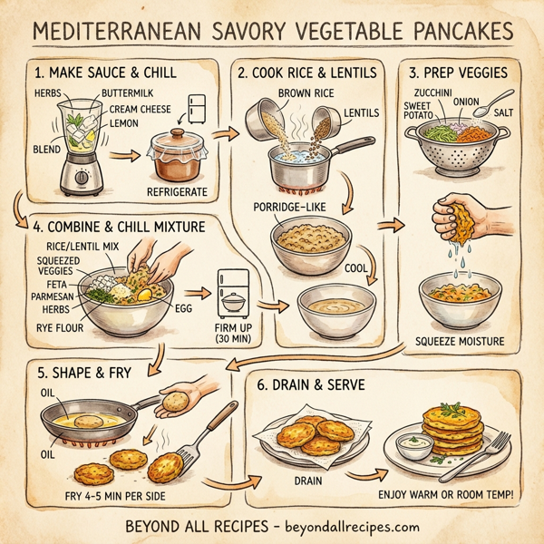 Mediterranean Savory Vegetable Pancakes instructions