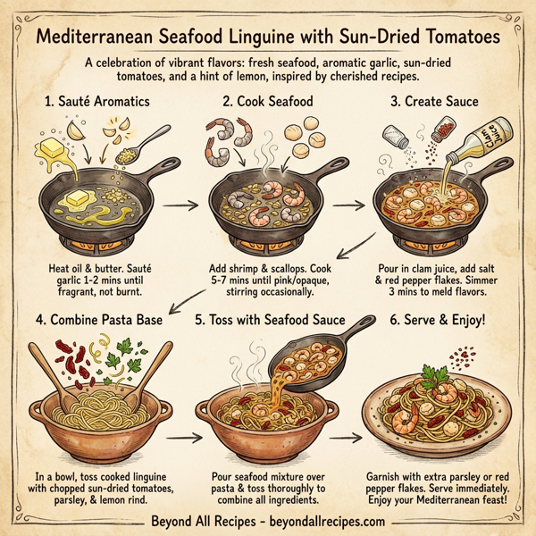 Mediterranean Seafood Linguine with Sun-Dried Tomatoes instructions