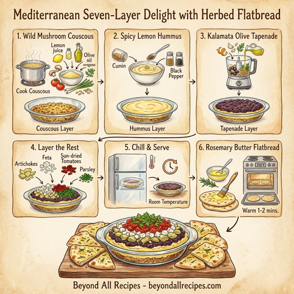Mediterranean Seven-Layer Delight with Herbed Flatbread instructions