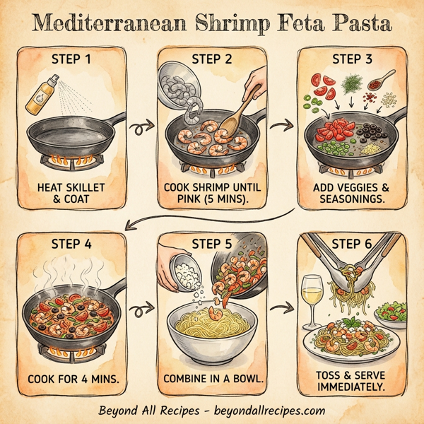 Mediterranean Shrimp Feta Pasta instructions