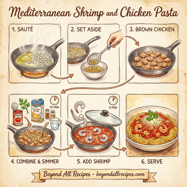Mediterranean Shrimp and Chicken Pasta instructions