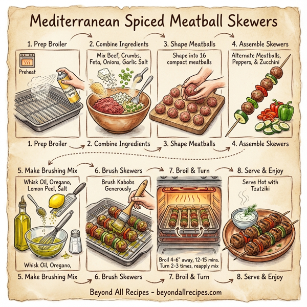Mediterranean Spiced Meatball Skewers instructions