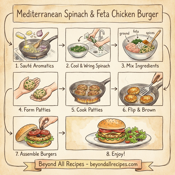 Mediterranean Spinach & Feta Chicken Burger instructions