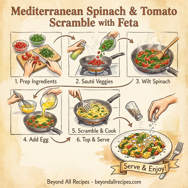 Mediterranean Spinach & Tomato Scramble with Feta instructions