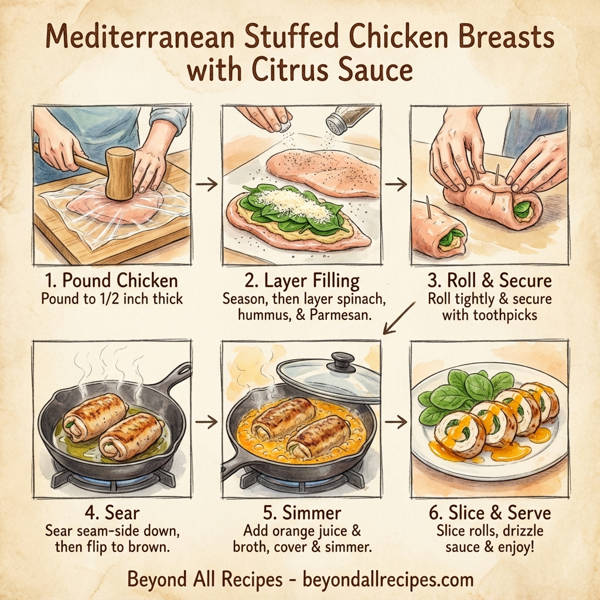 Mediterranean Stuffed Chicken Breasts with Citrus Sauce instructions