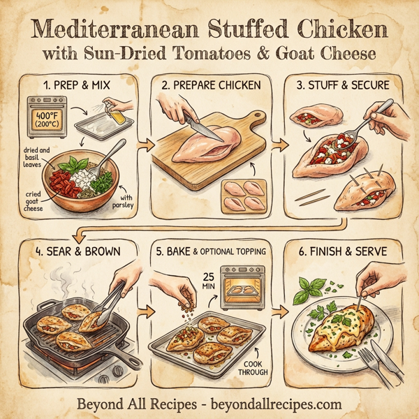 Mediterranean Stuffed Chicken with Sun-Dried Tomatoes and Goat Cheese instructions