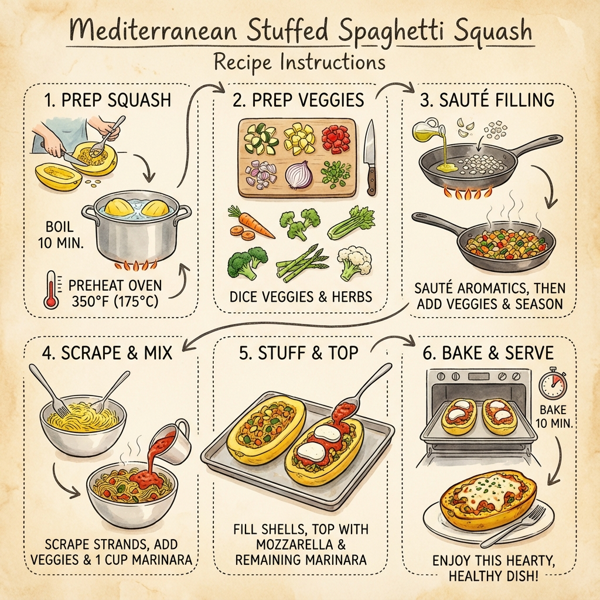 Mediterranean Stuffed Spaghetti Squash instructions