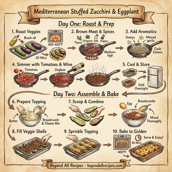 Mediterranean Stuffed Zucchini and Eggplant instructions