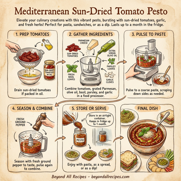 Mediterranean Sun-Dried Tomato Pesto instructions