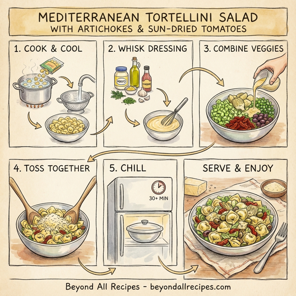 Mediterranean Tortellini Salad with Artichokes & Sun-Dried Tomatoes instructions