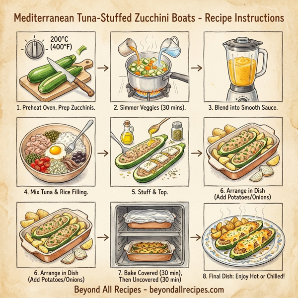 Mediterranean Tuna-Stuffed Zucchini Boats instructions