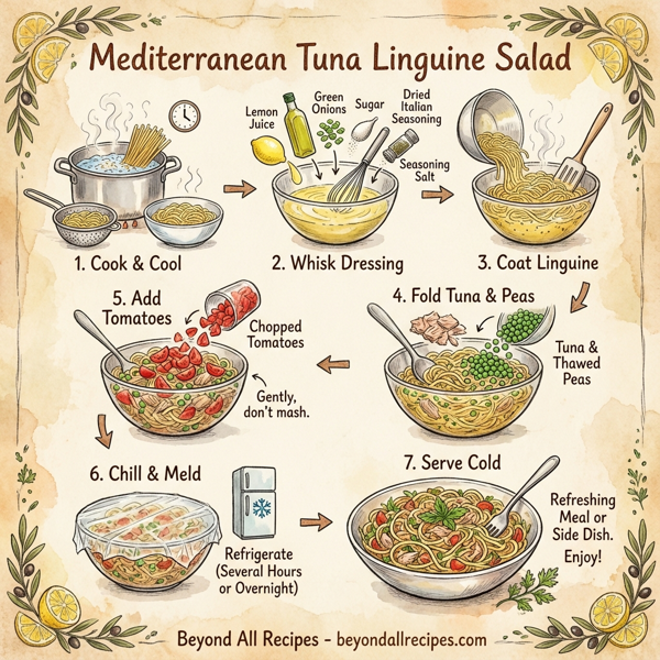 Mediterranean Tuna Linguine Salad instructions