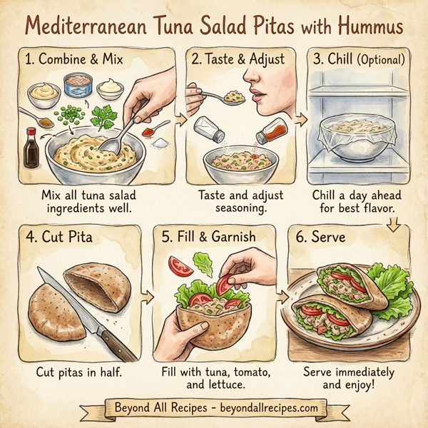 Mediterranean Tuna Salad Pitas with Hummus instructions