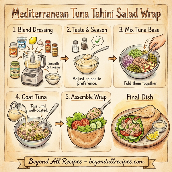 Mediterranean Tuna Tahini Salad Wrap instructions