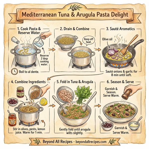 Mediterranean Tuna & Arugula Pasta Delight instructions
