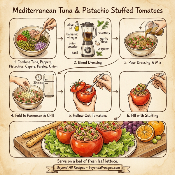 Mediterranean Tuna & Pistachio Stuffed Tomatoes instructions