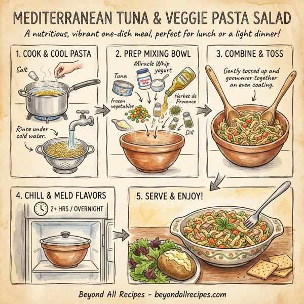Mediterranean Tuna & Veggie Pasta Salad instructions