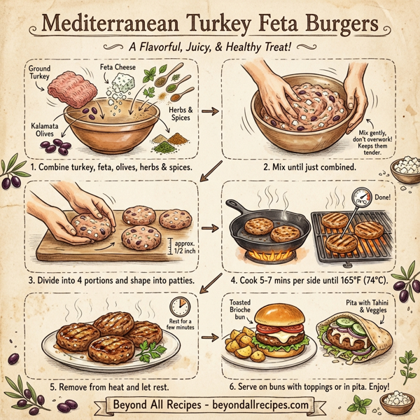Mediterranean Turkey Feta Burgers instructions