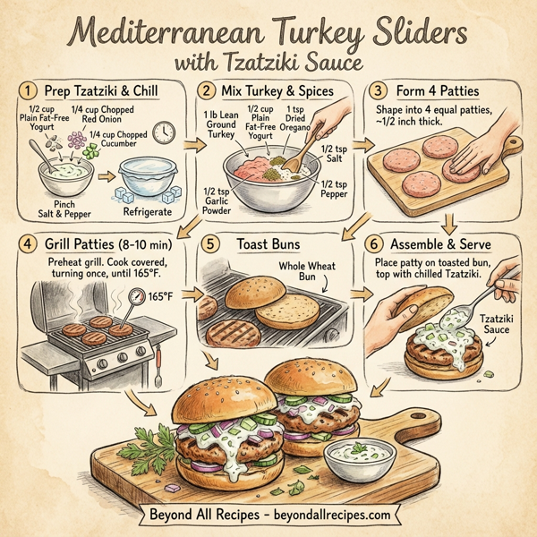 Mediterranean Turkey Sliders with Tzatziki Sauce instructions