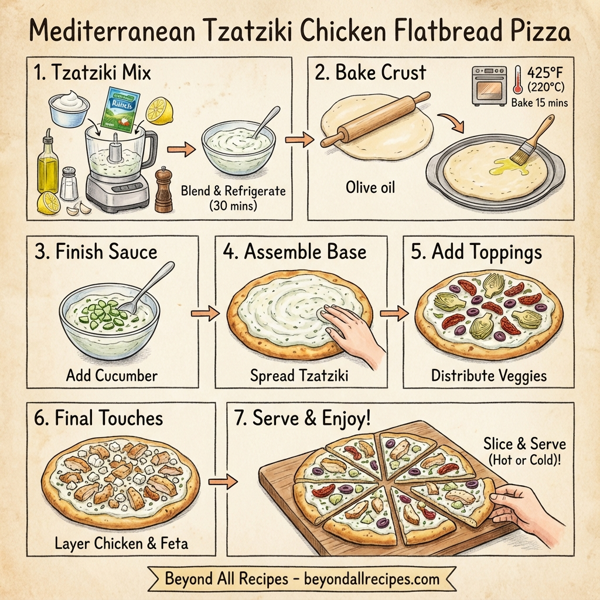 Mediterranean Tzatziki Chicken Flatbread Pizza instructions