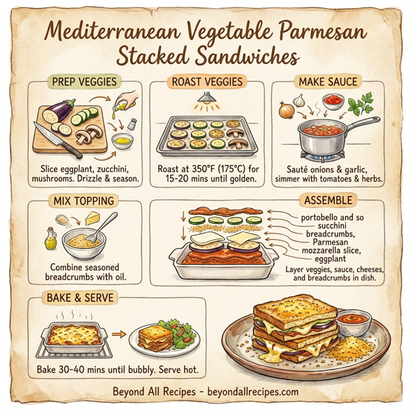 Mediterranean Vegetable Parmesan Stacked Sandwiches instructions