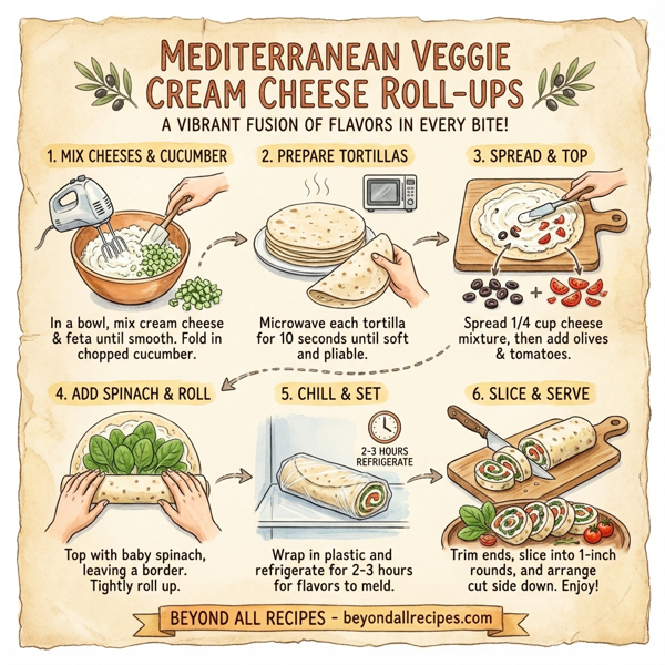 Mediterranean Veggie Cream Cheese Roll-Ups instructions