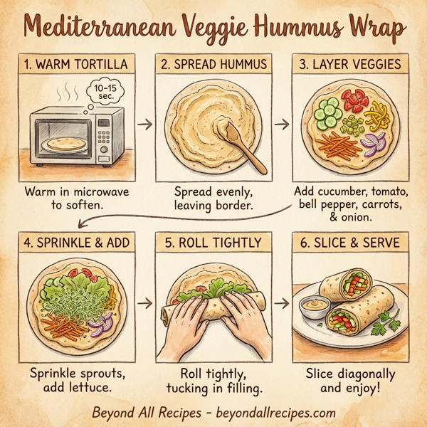 Mediterranean Veggie Hummus Wrap instructions