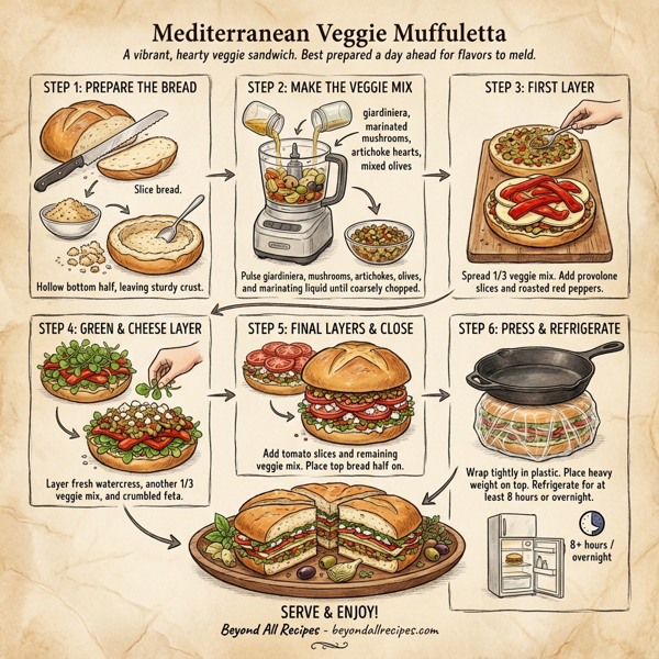 Mediterranean Veggie Muffuletta instructions