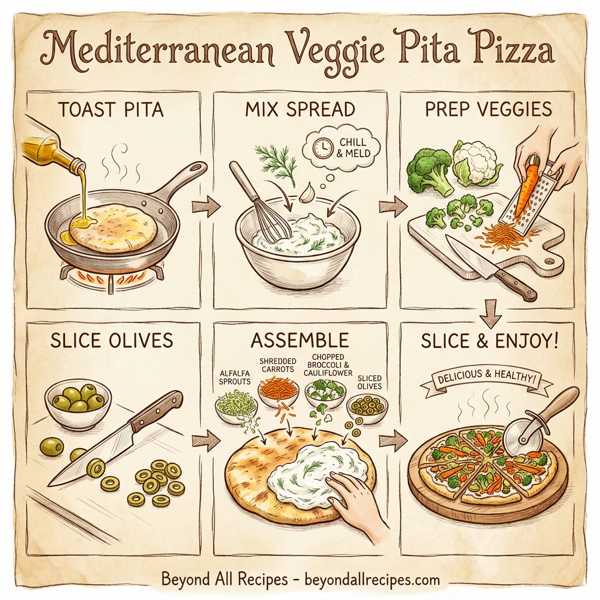 Mediterranean Veggie Pita Pizza instructions