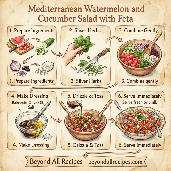 Mediterranean Watermelon and Cucumber Salad with Feta instructions