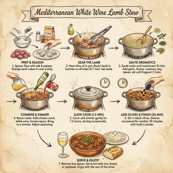 Mediterranean White Wine Lamb Stew instructions