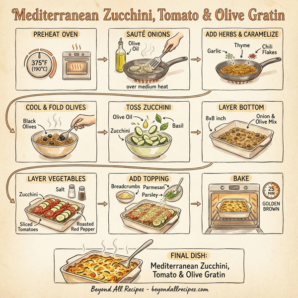 Mediterranean Zucchini, Tomato & Olive Gratin instructions