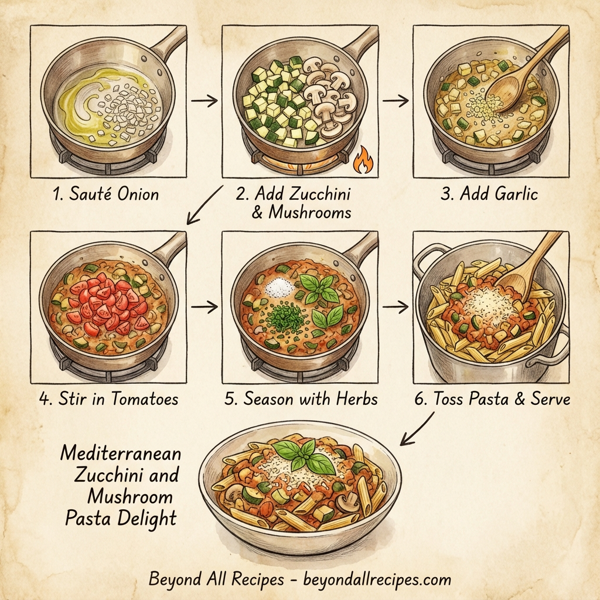 Mediterranean Zucchini and Mushroom Pasta Delight instructions