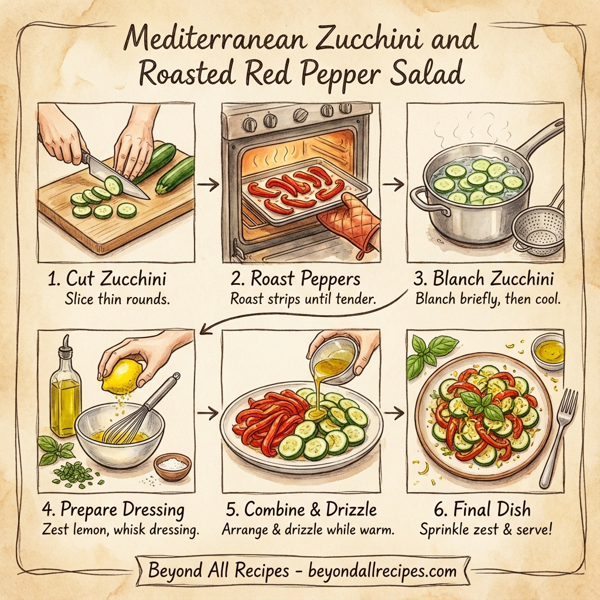 Mediterranean Zucchini and Roasted Red Pepper Salad instructions