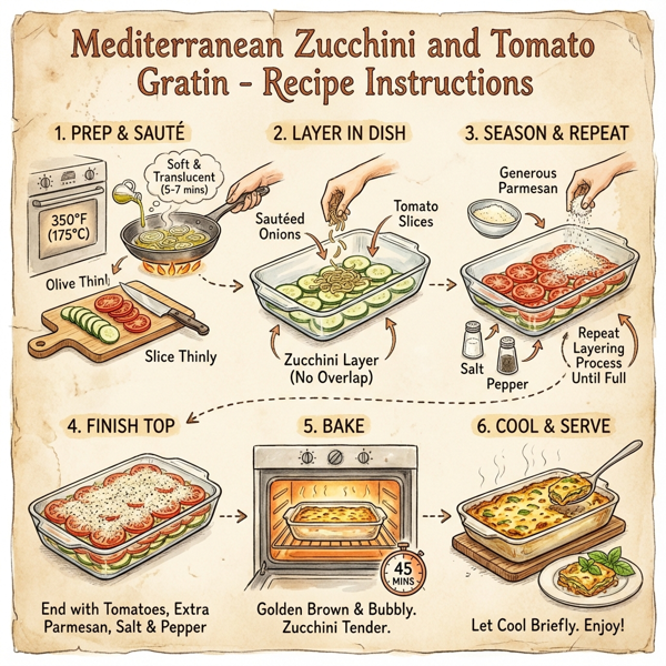 Mediterranean Zucchini and Tomato Gratin instructions
