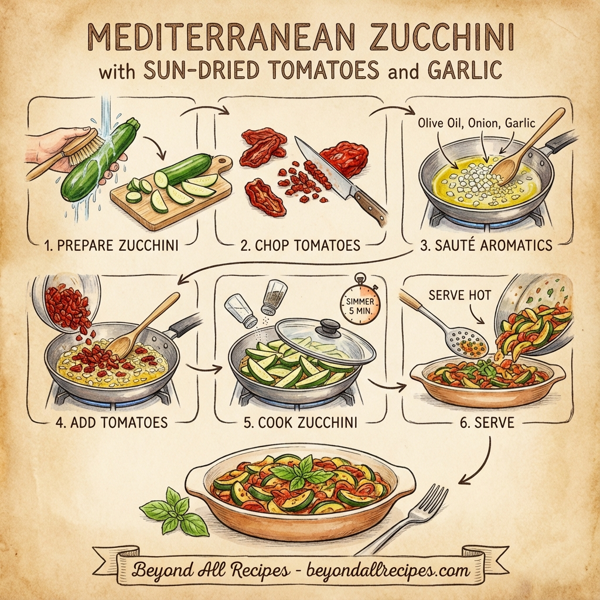 Mediterranean Zucchini with Sun-Dried Tomatoes and Garlic instructions