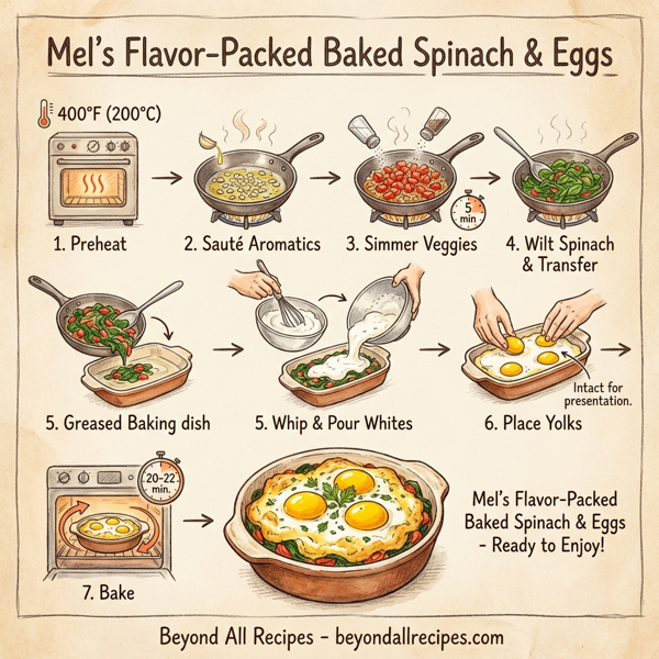 Mel's Flavor-Packed Baked Spinach & Eggs instructions