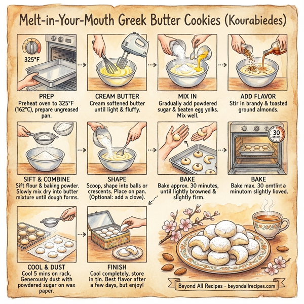 Melt-in-Your-Mouth Greek Butter Cookies (Kourabiedes) instructions